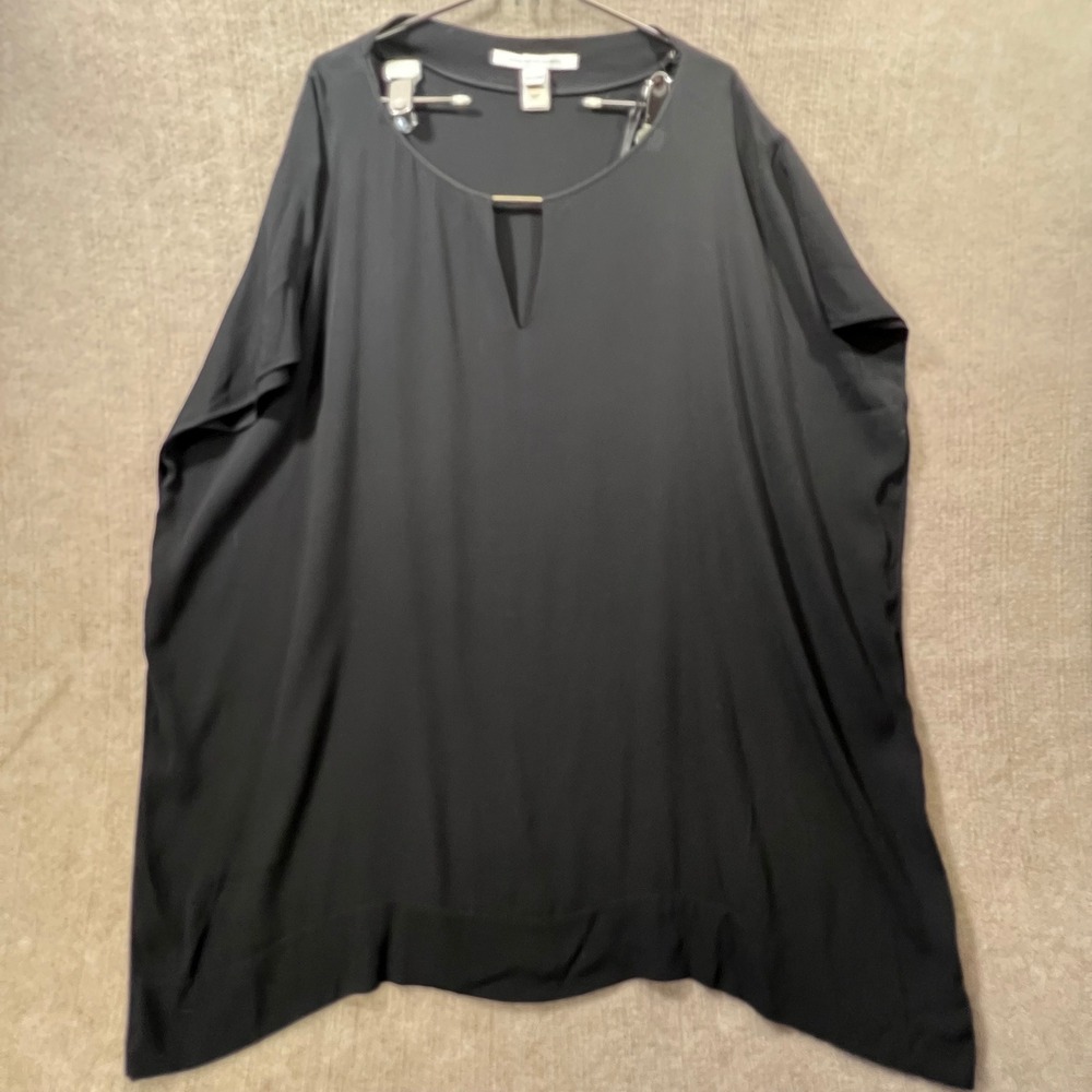 DIANE VON FURSTENBERG Black Beonica Keyhole Draped Jersey Dress Shift Medium